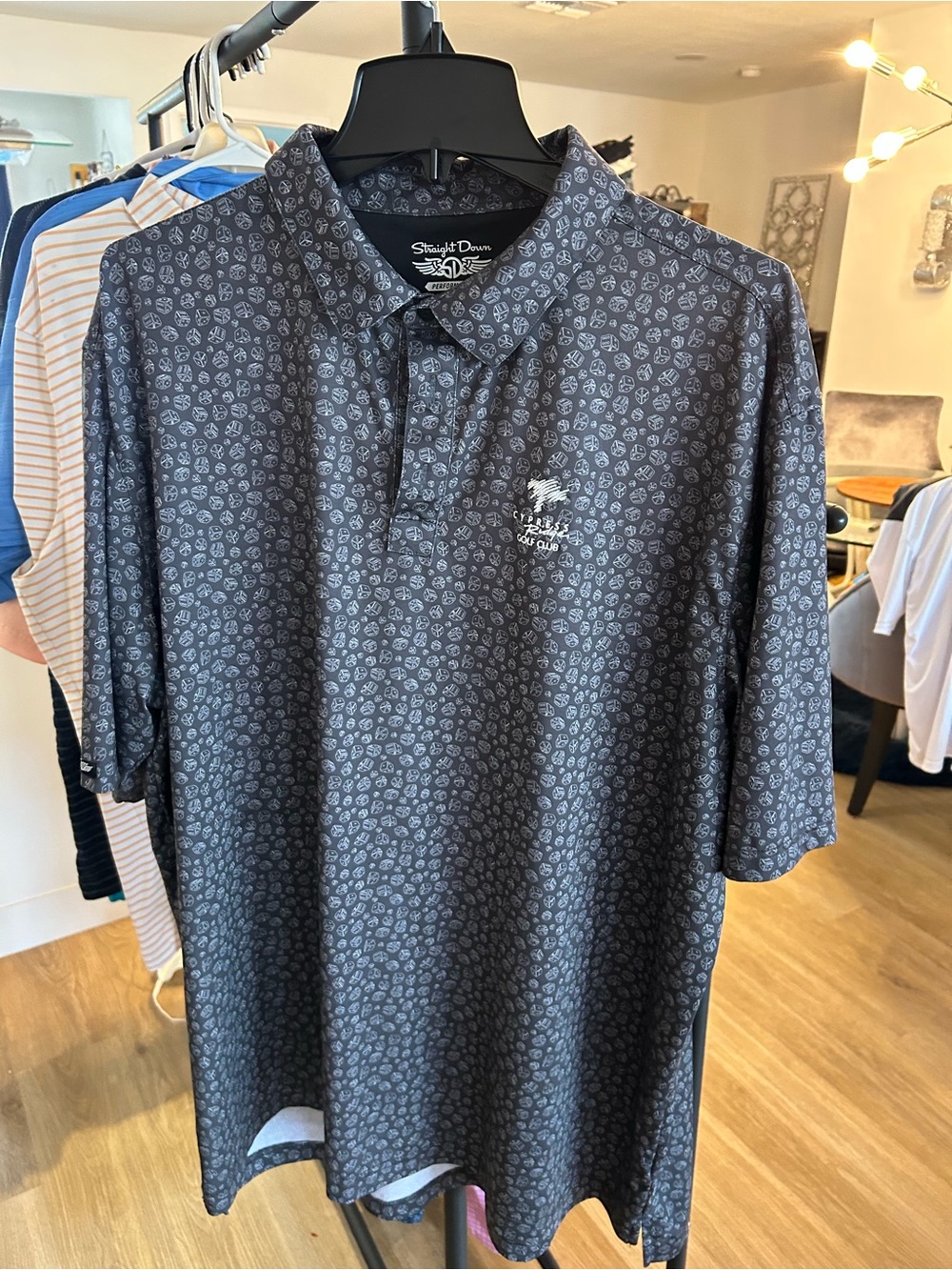 Men’s Navy Patterned Polo Shirt